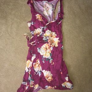 A flowery plum dress